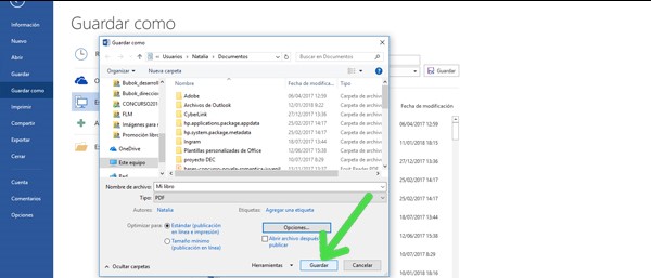 exportar tu archivo de Word a PDF