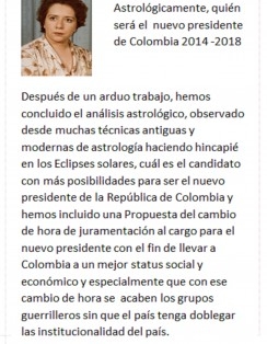 ASTROLOGICAMENTE QUIEN SERA EL PRESIDENTE DE COLOMBIA 2014-2018